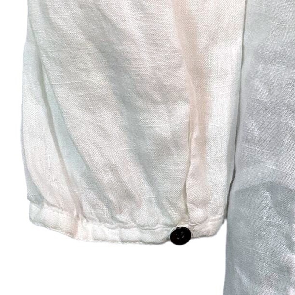Blue Saks Fifth Avenue Tunic Women Large White Good Linen V-Neck Long Sleeve‎ - Picture 5 of 16